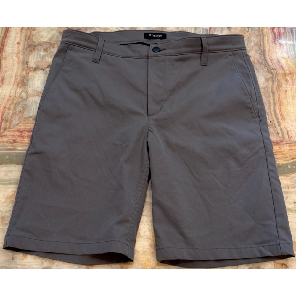 Proof Mens Nomad Chino Shorts Gray Technical Performance Stretch Pockets 34